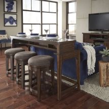 Liberty Furniture 316-OT-O4PCS Aspen Skies - 4 Piece Console Set (1 Console 3 Swivel Stools) - Dark Brown