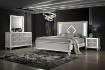 New Classic 00-1583-34N New Classic 00-1583-34N Stardust - 5/0 Queen 4 Piece Bedroom Set (Bed, Dresser, Mirror, Nightstand) - Pearl Silver