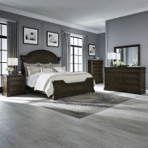 Liberty Furniture 512-BR-KPSDMCN Arden Road - 5 Piece Bedroom Set (King Poster Bed, Dresser & Mirror, Chest, Nightstand) - Satin Cherry