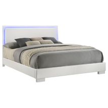 CoasterEssence 203500KE Felicity - Wood Eastern King LED Panel Bed - White High Gloss