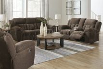 Ashley Furniture 37407/88/94/25 Ashley Furniture 37407/88/94/25 Frohn - 3 Pc. - Reclining Sofa, Reclining Loveseat With Console, Rocker Recliner - Chocolate