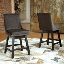 Signature Design by Ashley® D380-624 Tallenger - Dark Gray - Uph Swivel Barstool (Set of 2)