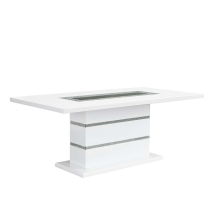 ACME DN00814 Elizaveta - Dining Table - Gray Velvet, Faux Crystal Diamonds &White High Gloss Finish
