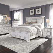 Liberty Furniture 520-BR-QPBDMCN Abbey Park - 5 Piece Bedroom Set (Queen Panel Bed, Dresser & Mirror, Chest, Nightstand) - White
