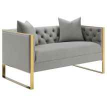 CoasterElevations 509112 Eastbrook - Velvet Upholstered Tufted Loveseat - Gray