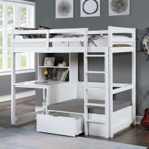 Furniture of America CM-BK828WH-BED Callistus - Twin Workstation Loft Bed - White
