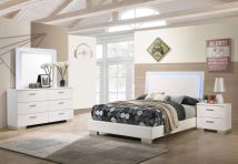 CoasterEssence 203500F-S4L Felicity - 4 Piece Upholstered Full Bedroom Set - White High Gloss
