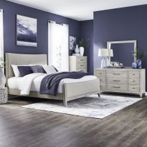 Liberty Furniture 694-BR-KUBDMC Liberty Furniture 694-BR-KUBDMC New Haven - 4 Piece Bedroom Set (King Upholstered Bed, Dresser & Mirror, Chest) - Sanctuary White