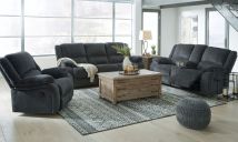 Signature Design by Ashley® 76504/88/94/25 Draycoll - Dark Gray - 3 Pc. - Reclining Sofa, Loveseat, Rocker Recliner