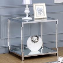 Furniture of America CM4153E Ludvig - End Table - Chrome / Clear