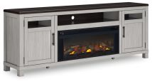 Ashley Furniture W796W1 Darborn - 88" TV Stand With Electric Infrared Fireplace Insert - Gray / Brown