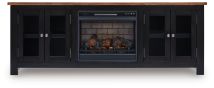 Ashley Furniture W664W1 Wildenauer - 76" TV Stand With Infrared Electric Fireplace - Brown / Black