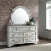 Liberty Furniture 244-BR-KUSLDMCN Liberty Furniture 244-BR-KUSLDMCN Magnolia Manor - 5 Piece Bedroom Set (King Upholstered Sleigh Bed, Dresser & Mirror, Chest, Nightstand) - Antique White