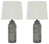Ashley Furniture L235584 Mahima - Paper Table Lamp (Set of 2) - Black / White