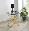 CoasterEveryday 707887 Brooke - Round Glass Top Side End Table Metal Base - Brass