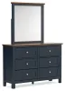 Ashley Furniture B414/21/26/53/52/86/92(2) Ashley Furniture B414/21/26/53/52/86/92(2) Landocken - 7 Pc. - Dresser, Mirror, Twin Panel Bed, 2 Nightstands - Brown / Blue