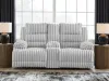 Ashley Furniture PC4280496 Rhines Falls - Double Reclining Power Loveseat With Console - Alloy