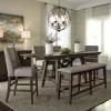 Liberty Furniture 152-CD-O6GTS Double Bridge - 6 Piece Gathering Table Set (Upholstered Counter Chairs) - Dark Chestnut