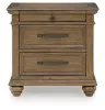Ashley Furniture PCB782-93 Karallin - Three Drawer Night Stand - Medium Brown