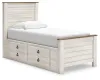 Ashley Furniture B267B21 Ashley Furniture B267B21 Willowton - Twin Panel Bed With 2 Storage Drawers - Whitewash