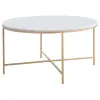 CoasterEssence 723208 Ellison - Round Marble Top Coffee Table - White And Gold