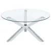 Coaster Fine Furniture 708128-S2 Kenzie - 2 Piece Round Coffee And End Table Set - Chrome