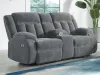 Ashley Furniture PC2140596 Observation - Double Reclining Power Loveseat With Console - Steel