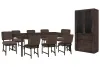 Pulaski Furniture P419240-KIT14 Pulaski Furniture P419240-KIT14 Modern Mosaic - Leg Dining Table With 8 Side Chairs And China Cabinet - Brown