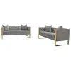 CoasterElevations 509111-S2 Eastbrook - 2 Piece Velvet Upholstered Tufted Sofa Set - Gray