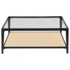 Coaster Fine Furniture 710658 Amherst - Glass Top Metal with Cane Shelf Coffee Table - Black