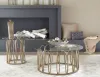 Coaster Fine Furniture 708058-S2 Monett - 2 Piece Coffee And End Table Set - Chocolate Brass