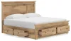 Ashley Furniture PCB1170B17 Ashley Furniture PCB1170B17 Makidern - King Panel Storage Bed With 2 Under Bed Storage Units And Storage Footboard - Tan