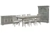 Pulaski Furniture P091240-KIT47 Pulaski Furniture P091240-KIT47 Madison Ridge - Extendable Leg Dining Table With 6 Side Chairs, 2 Host Chairs, Server And China - Bluff Gray