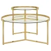 CoasterEssence 930251 Delia - 2 Piece Round Glass Top Nesting Coffee Table - Gold