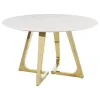 Coaster Fine Furniture 107171 Gwynn - Round Marble Stainless Steel Dining Table - Gold