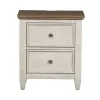 Liberty Furniture 824-BR63 Heartland - 2 Drawer Nightstand With Charging Station - Antique White / Tobacco Tops
