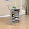 CoasterEssence 100135 Dallas - 2-Shelf Curved Freestanding Home Bar Cabinet - Silver
