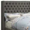 CoasterEssence 301405Q Bancroft - Upholstered Queen Wingback Bed - Gray