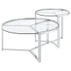 Coaster Fine Furniture 708400 Delia - 2 Piece Round Glass Top Nesting Coffee Table - Chrome