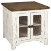 Ashley Furniture T459-3 Wystfield - Rectangular End Table - 2 Doors - White / Brown