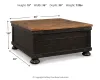 Ashley Furniture T468-00 Valebeck - Lift Top Cocktail Table - Black / Brown