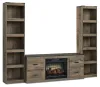 Ashley Furniture EW0446W11 Trinell - 3-Piece Entertainment Center With Electric Fireplace - Brown