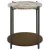 CoasterEssence 931204 Noemie - Round Marble Top Accent Side Table - White And Gunmetal