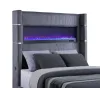 Coaster Fine Furniture 306030KE Tisdall - Upholstered Eastern King Fireplace Bed - Gray