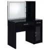 Coaster Fine Furniture 930219 Flora - 2-Drawer Vanity Set With LED Mirror - Black High Gloss