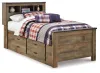Ashley Furniture B446B17 Trinell - Twin Bookcase Bed With 2 Storage Drawers - Brown