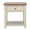 Liberty Furniture 652-OT1020 Farmhouse Reimagined - End Table With Basket - Antique White / Chestnut Tops