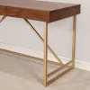 Furniture of America CM-DK6447 Halstein - Writing Desk - Light Walnut / Gold