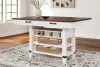 Ashley Furniture D546/32/324(4) Valebeck - 5 Pc. - Counter Table With Wine Rack, 4 Swivel Stools - White / Brown