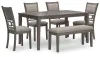 Ashley Furniture D425-325 Wrenning - Dining Room Table Set (Set of 6) - Gray